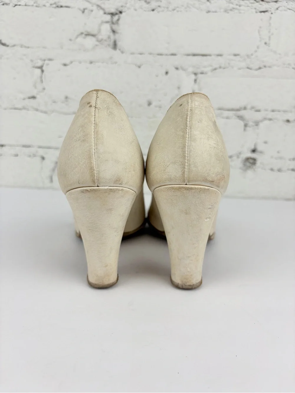 VTG 30s 40s Jacqueline Wohl Cream Vintage Peep Toe Cutout Heels